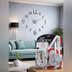 DIY 3D Frameless Wall Clock Mirror Effect Silent Quartz Adjustable Size